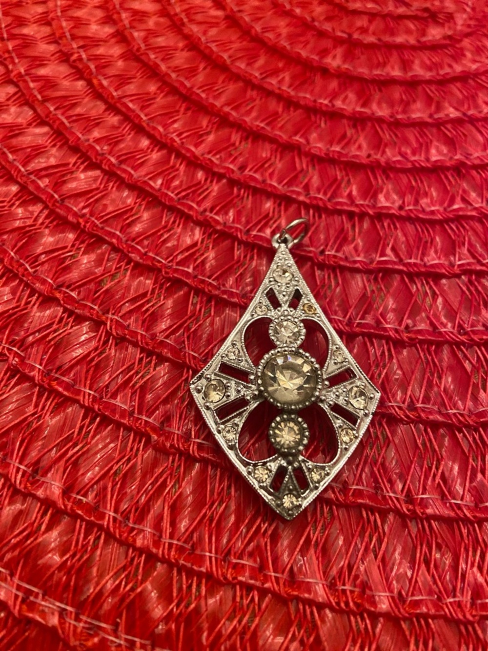 Vintage-Inspired Silver and Champagne Crystal Pendant Necklace, Sarah Coventry
